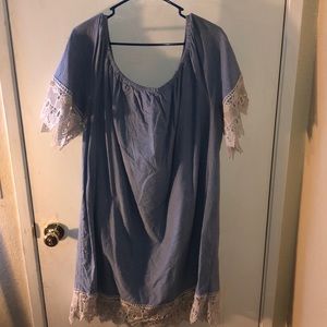 Denim dress with lace